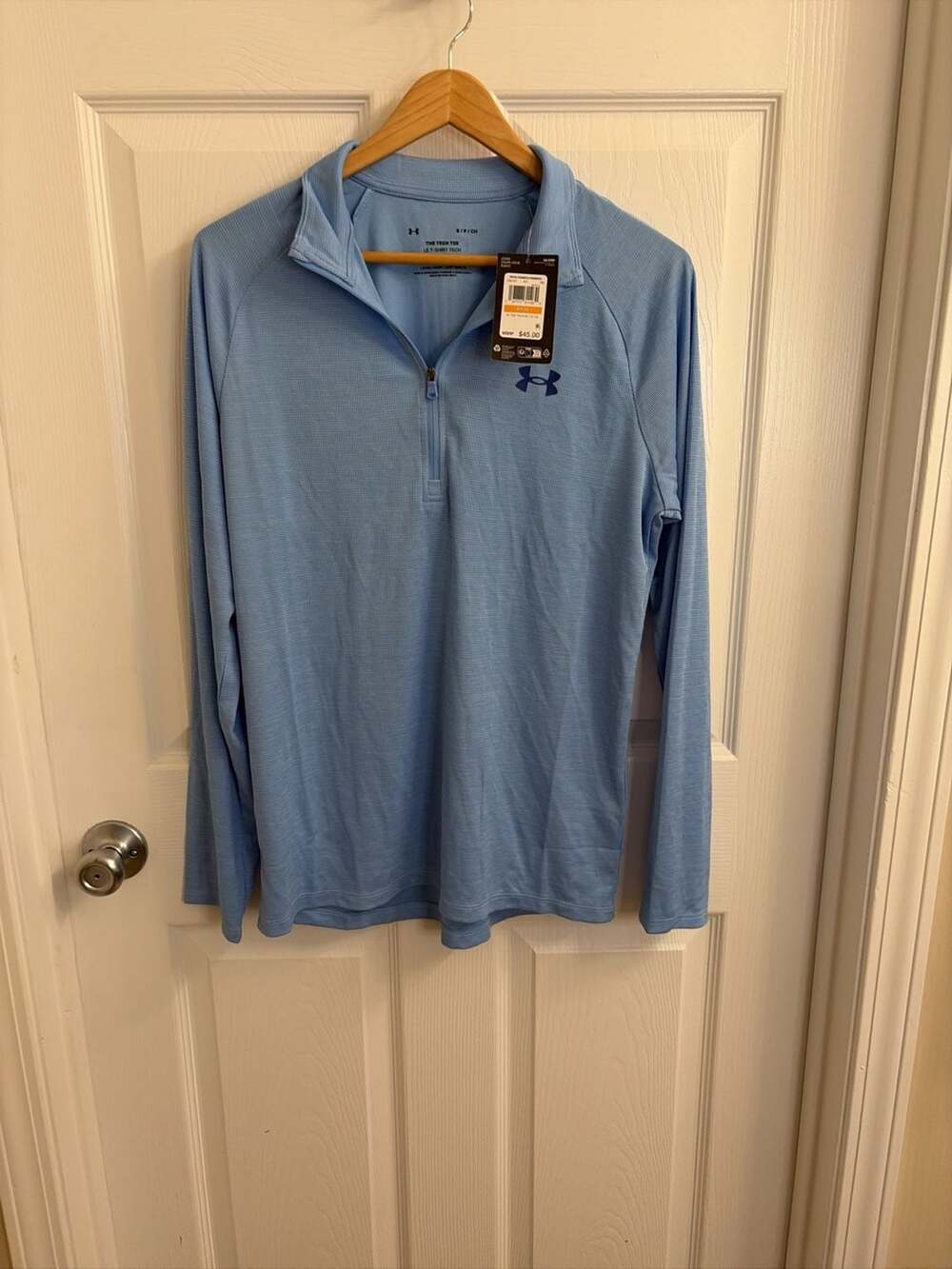 Under Armour Men's UA Tech Textured 1/2 Zip Pullover Light Blue Size S